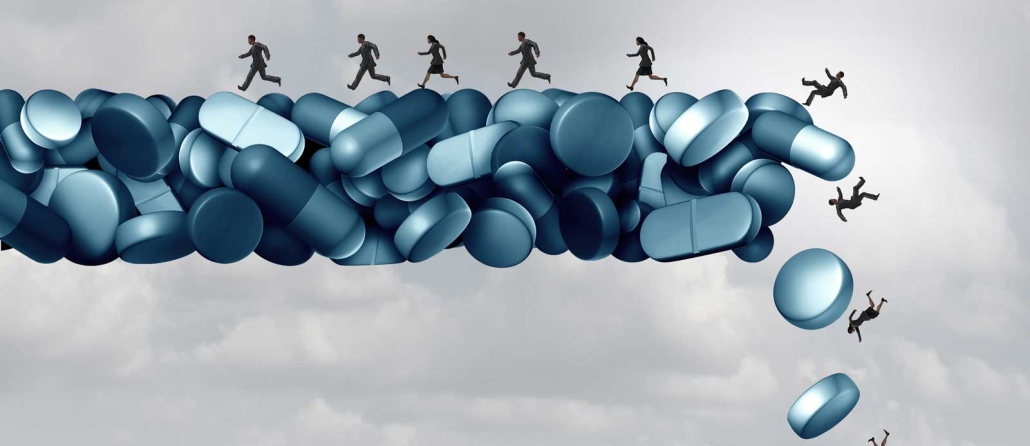 People Running away from Pills