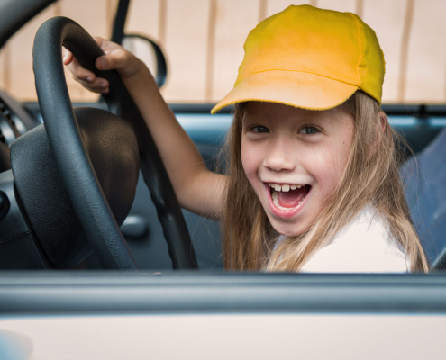 girl driving car