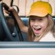 girl driving car